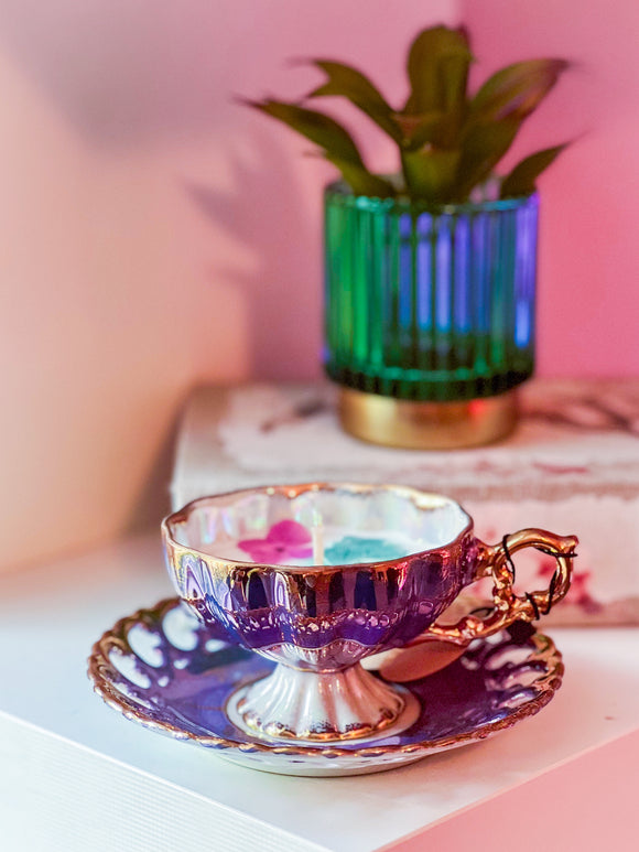 Purple Iridescent Tea Cup