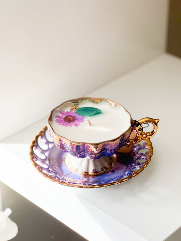 Purple Princess Tea Cup Candle