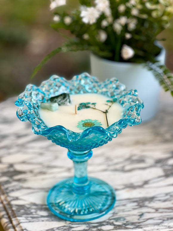 Teal Vintage Ruffle Goblet