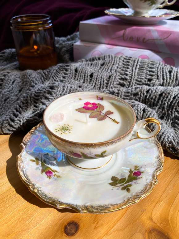 Rose Petal Tea Cup Candle